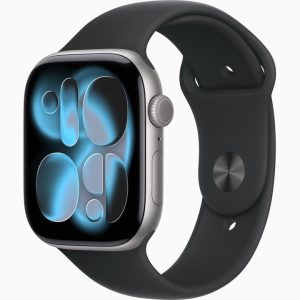 Apple Watch Series 11 太空灰鋁金屬 42mm GPS 橡膠運動錶帶黑色 S/M《香港行貨 全新未開封》(如圖片色)